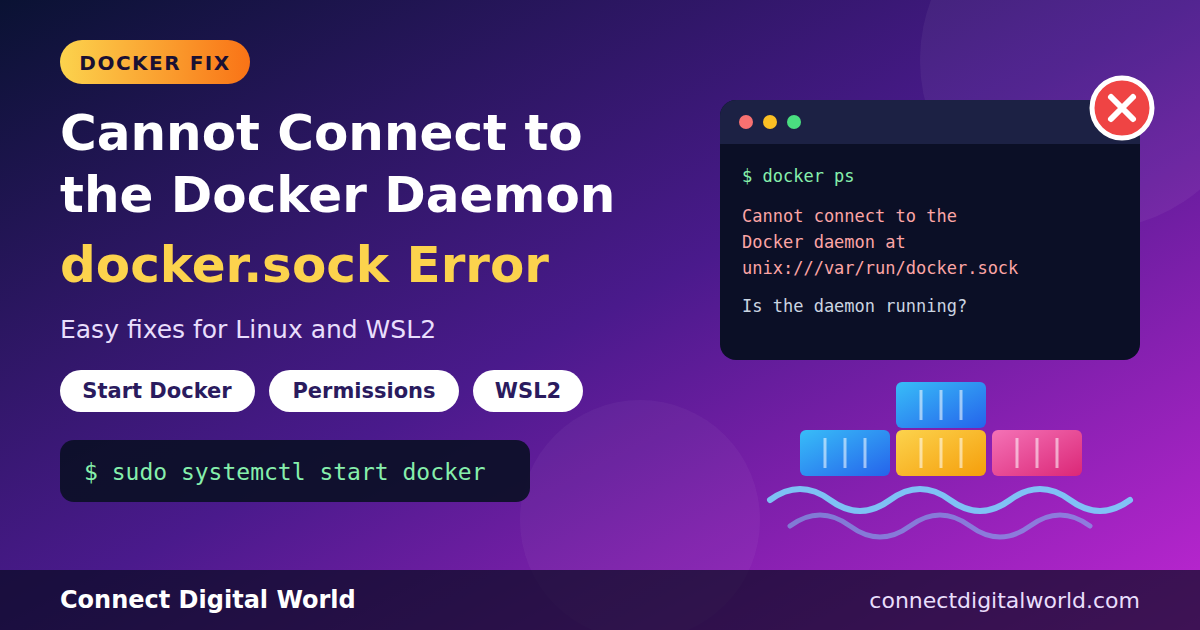 Fix: 'Cannot Connect to the Docker Daemon at unix:///var/run/docker.sock' 1 Cannot connect to the Docker daemon